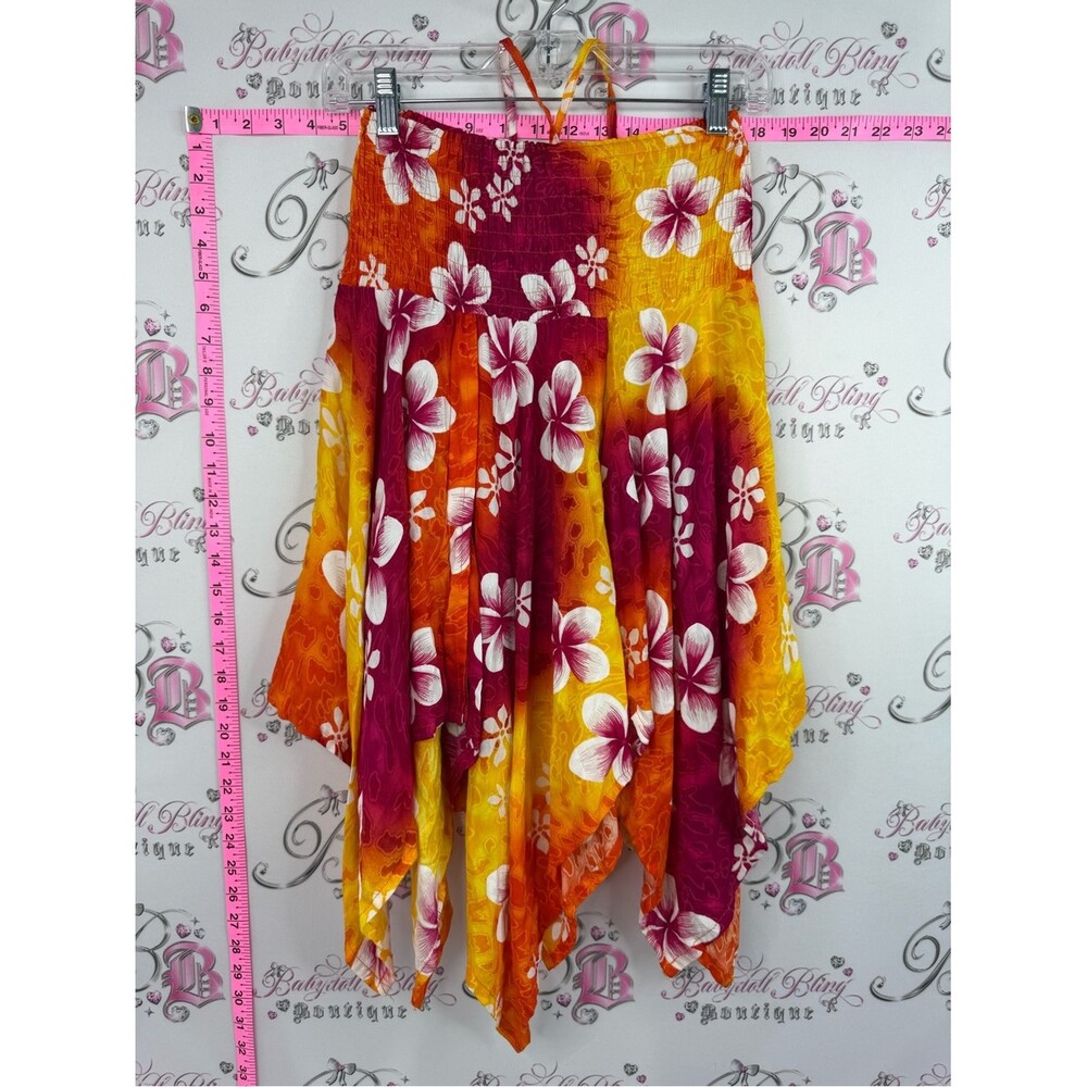 Coco Beach Hawaii Floral Smocked Skirt - Yellow, Orange & Magenta